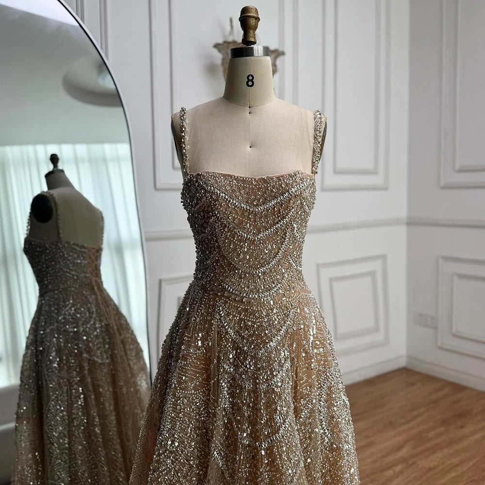 Zapdress Customized Nude Prom Dress Spaghetti Strap Lace-up Back Evening Gown Crystal Beaded Party Gwons for Women DLA72983A (ZD17352)