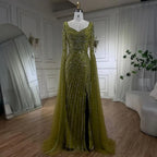 Serene Hill Turquoise Beaded Sweetheart Mermaid Evening Gown Overskirt Dubai Party Dresses for Women 2025 DLA72314 Customized