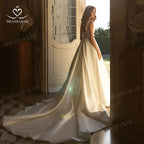 V-neck Sleeveless Wedding Dress 2027 Beading Open Back Customized Princess Bride Gown SwanSarah P277 Vestido De Novia