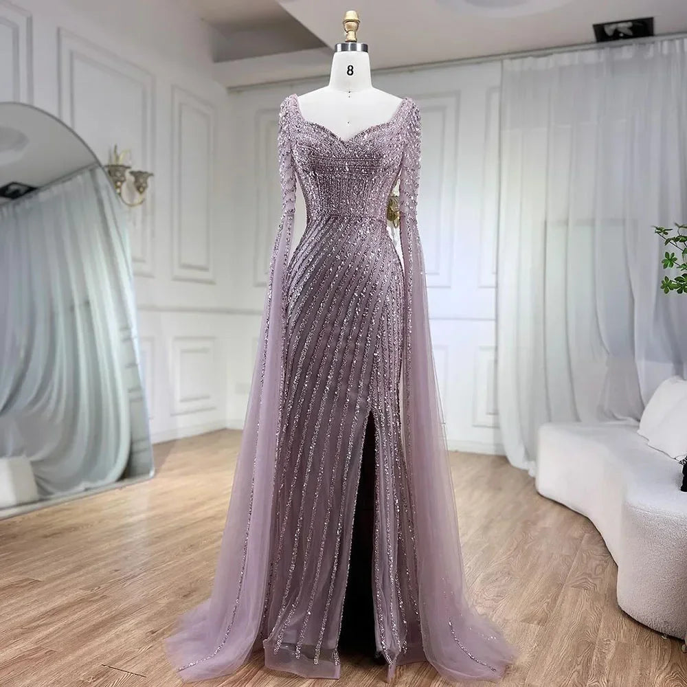 Serene Hill Turquoise Beaded Sweetheart Mermaid Evening Gown Overskirt Dubai Party Dresses for Women 2025 DLA72314 Customized