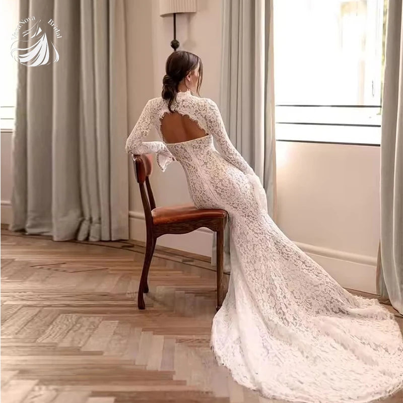 VeraNova Ethereal Boho A Line Wedding Dresses Off Shoulder Sexy Side Slit Bridal Dress Tulle Lace Appliques Bride Customized