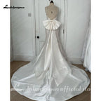 ZapDress Satin Mermaid Wedding Dress Spaghetti Straps Vestido Civil Princess Bridal Dress Backless with Bow