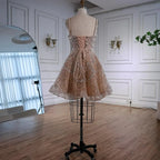 Zapdress Elegant Nude Short Evening Dress A-Line Mini Crystal Cocktail for Women 2025 DLA72983 Customized (ZD17368)