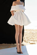 White Off the Shoulder Mini Homecoming Dresses A-line Dresses S4014 by simplepromdress