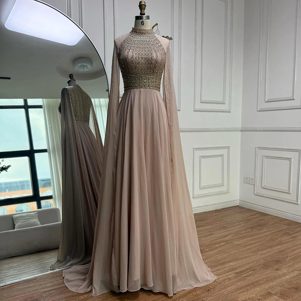 Zapdress White Chiffon A-line Evening Dress with Cape Sleeves Simple Wedding Party Gowns for Bridesmaid Customized (ZD17338)