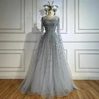 Serene Hill Turquoise A-line Beaded Evening Dress with Cape Sleeves Elegant Party Gowns for Women Customized DLA72965