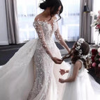 Customized 2026 New Mermaid Luxury Wedding Dresses Elegant Bride Gowns 2 in 1 Detachable Train Vestidos De Novia Wedding Dress