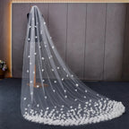 3D Tulle Flower Cathedral Bridal Veil Train Soft Tulle Wedding Veil with Comb White Ivory for Wedding Ceremony Photography G93