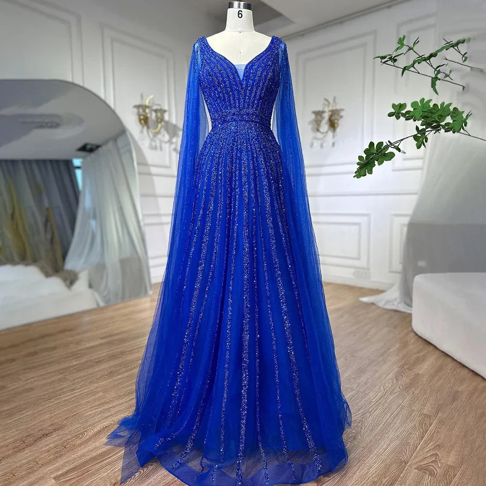 Zapdress Customized Pink A-Line Cape Sleeves Luxury Beaded Evening Dresses Party Gowns 2025 For Women Wedding (ZD17346)