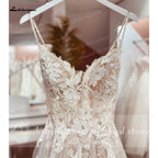 ZapDress Spaghetti Straps Lace Wedding Dress Open Back Civil Bridal Bohemian Wedding Gowns Customized Vestidos de Nova