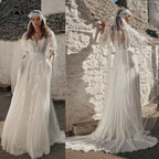 Roycebridal Bohemian Lace & Chiffon A-Line Wedding Dress Puff Sleeves Pockets Bridal Gown Vestido De Novia Boda 2026 Customized