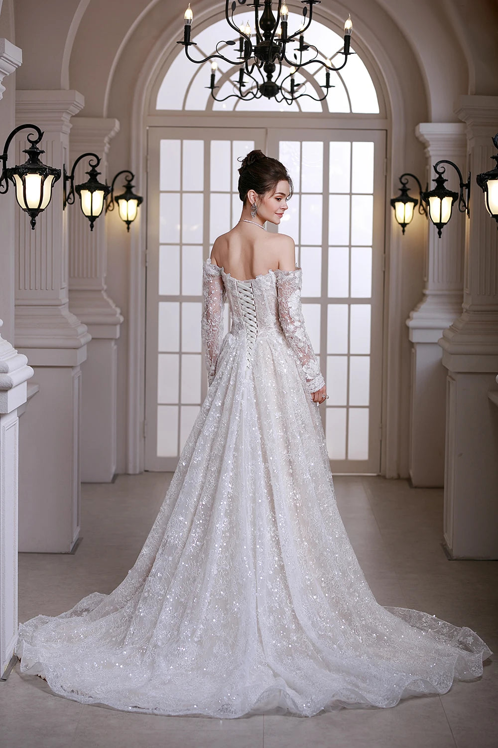 SL-9534 Customized SuLi Lace Wedding Dress For Women Long Sleeve Brides Robe De Mariee Custom Made Wedding Gowns