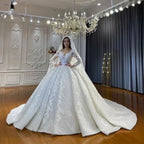 Customized Muslim Wedding Dresses Long Sleeve O Neck Wedding Gown Lace Bride Dresses Vestidos De Novia