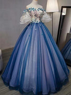 Ball Gown sweet 16 Party Long Prom Dress,Evening Dress,Charming Prom Dresses,Hand-Made Flower Prom Dress S4837 by simplepromdress