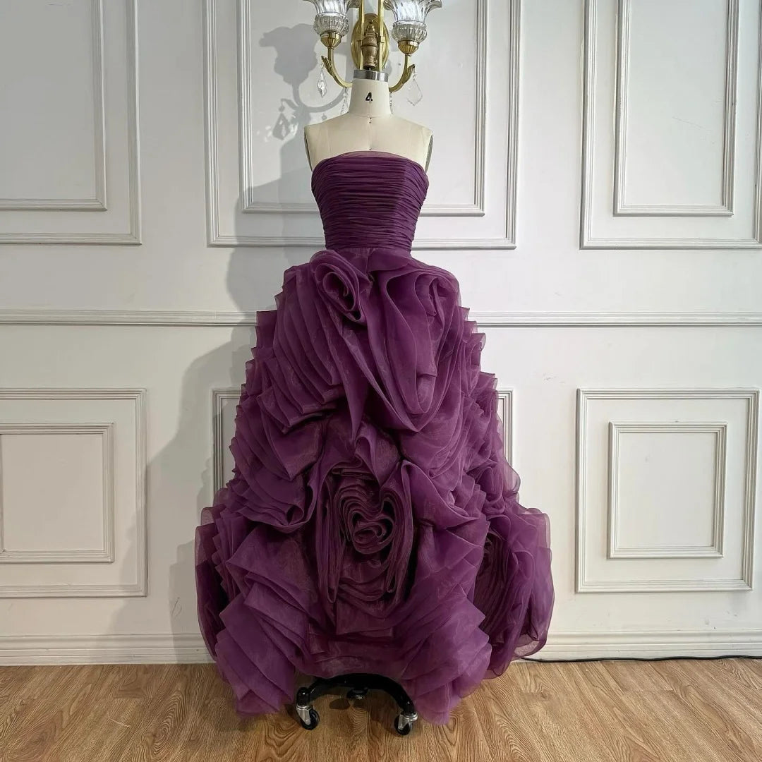 Zapdress 2025 Customized Purple Strapless Princess Evening Dresses Formal Party Gowns for Women (ZD17369)