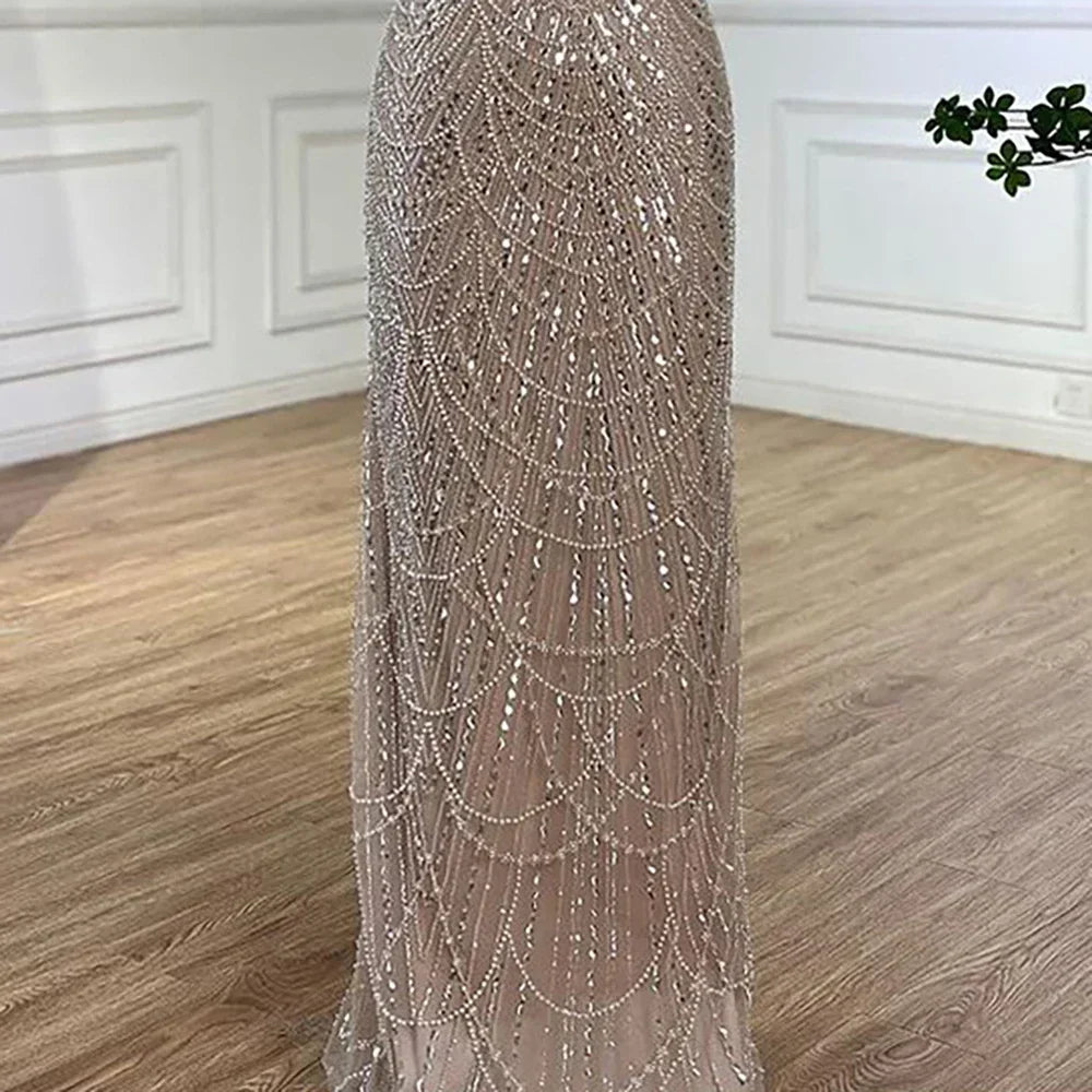 Elegant Dubai Sage Green Mermaid Evening Dress with Cape Sleeves Beaded Formal Gown Zapdress 2025 Customized DLA72160A (ZD17330)