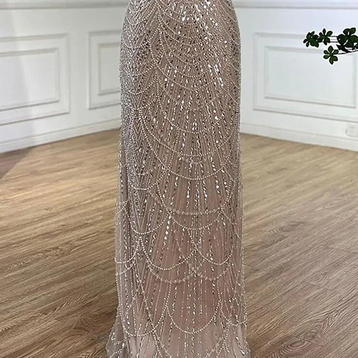 Elegant Dubai Sage Green Mermaid Evening Dress with Cape Sleeves Beaded Formal Gown Serene Hill 2025 Customized DLA72160A