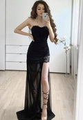 Black lace long prom dress black evening dress S15437 by simplepromdress