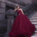 Burgundy prom dresses, pleats prom dresses, ball gown prom dresses S23339 by simplepromdress
