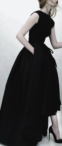Sexy black prom dress charming pretty gown simple evening dress o-neck party formal dress S19670