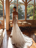 Charming 3D Flower Mermaid Wedding Dress Luxury Sequined Beads Bridal Gown 2026 Customized Strapless Backless Dresses For Bride