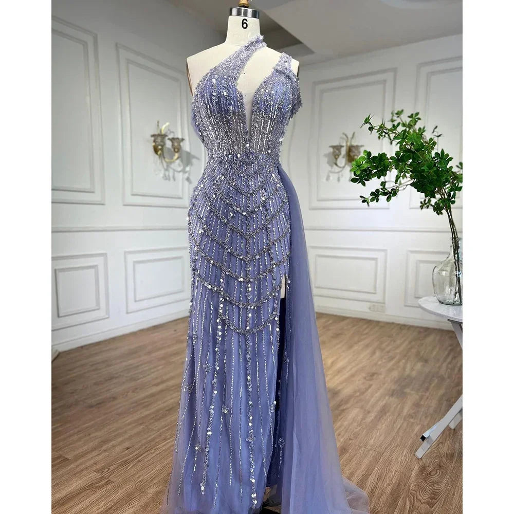 Zapdress Customized Lilac Halter Mermaid Beaded Formal Evening Dresses Elegant Wedding Party Gowns for Women DLA71778A (ZD17376)