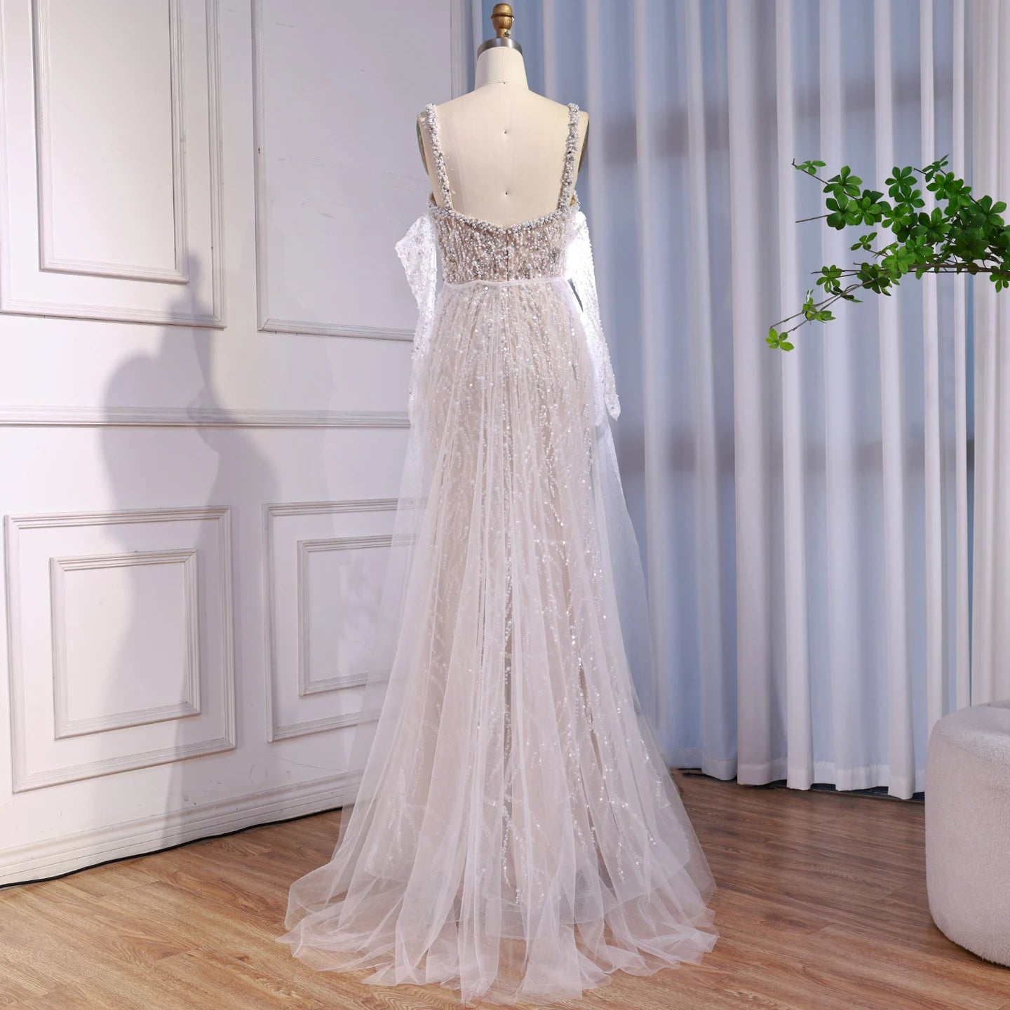 Serene Hill White Nude Mermaid Pearls Evening Dresses with Gloves Wedding Party Gowns for Women 2026 Customized DLA72345E