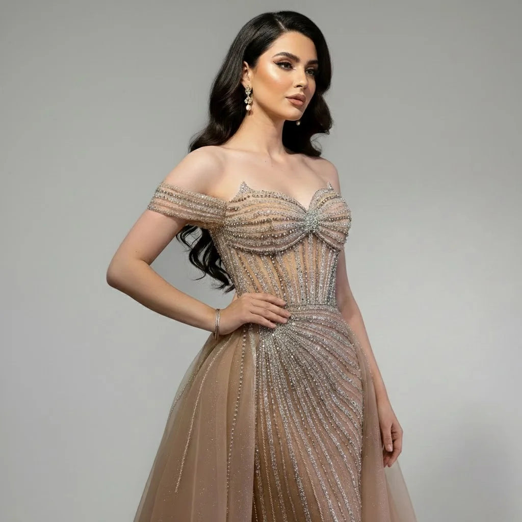 Zapdress Customized Elegant Off the Shoulder Mermaid Evening Dresses with Skirt Formal Party Gowns for Women (ZD17390)