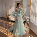 Zapdress Luxury Sage Green Mermaid Evening Dress with Cape 2026 Elegant Beaded Party Gowns for Women DLA73201 Customized (ZD17322)