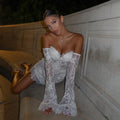 DREAM Lace Sweetheart Sheath Short Wedding Dress Women 2025 Long Sleeve Off The Shoulder Bridal Gown Vestido De Novia Customized