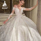 Aurora Customized Princess Vintage Puffy A Line Wedding Dress With Lace Appliques Long Sleeves Bridal Gowns Robe De Marie