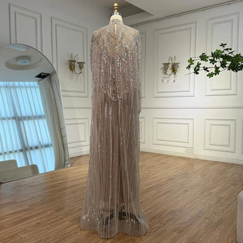 Luxury Champagne Kaftan Evening Gown Wedding Formal Dress LA72945