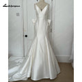 ZapDress Satin Mermaid Wedding Dress Spaghetti Straps Vestido Civil Princess Bridal Dress Backless with Bow