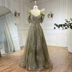 Serene Hill Customized 2024 Pink A Line Beaded Evening Dresses Dubai Arabic Elegant Party Gown for Women Wedding Event DLA72447