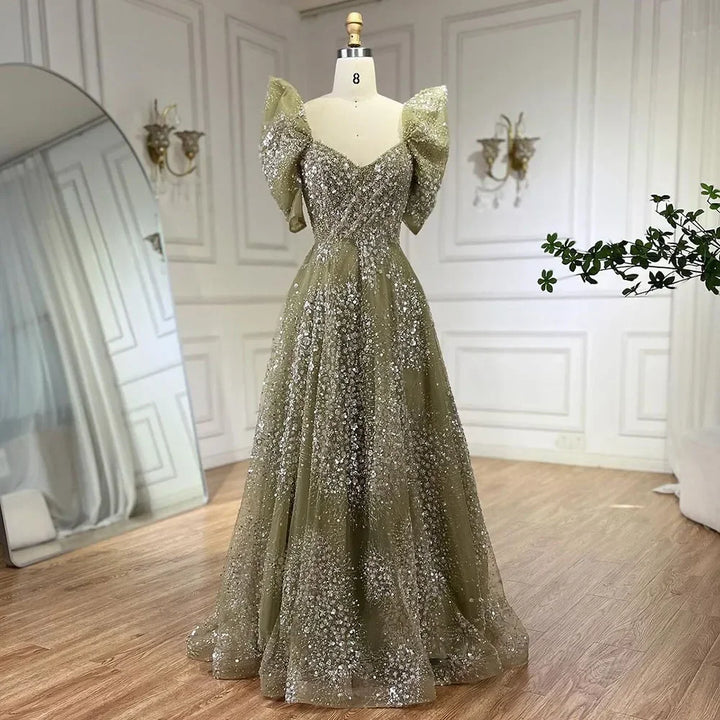 Serene Hill Customized 2024 Pink A Line Beaded Evening Dresses Dubai Arabic Elegant Party Gown for Women Wedding Event DLA72447
