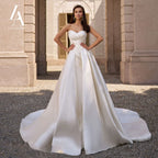 LelaAcra Sleeveless Satin A-Line Wedding Dress 2026 Sweetheart Backless Princess Bride Gown SM184 Plus Size Vestido De Noiva