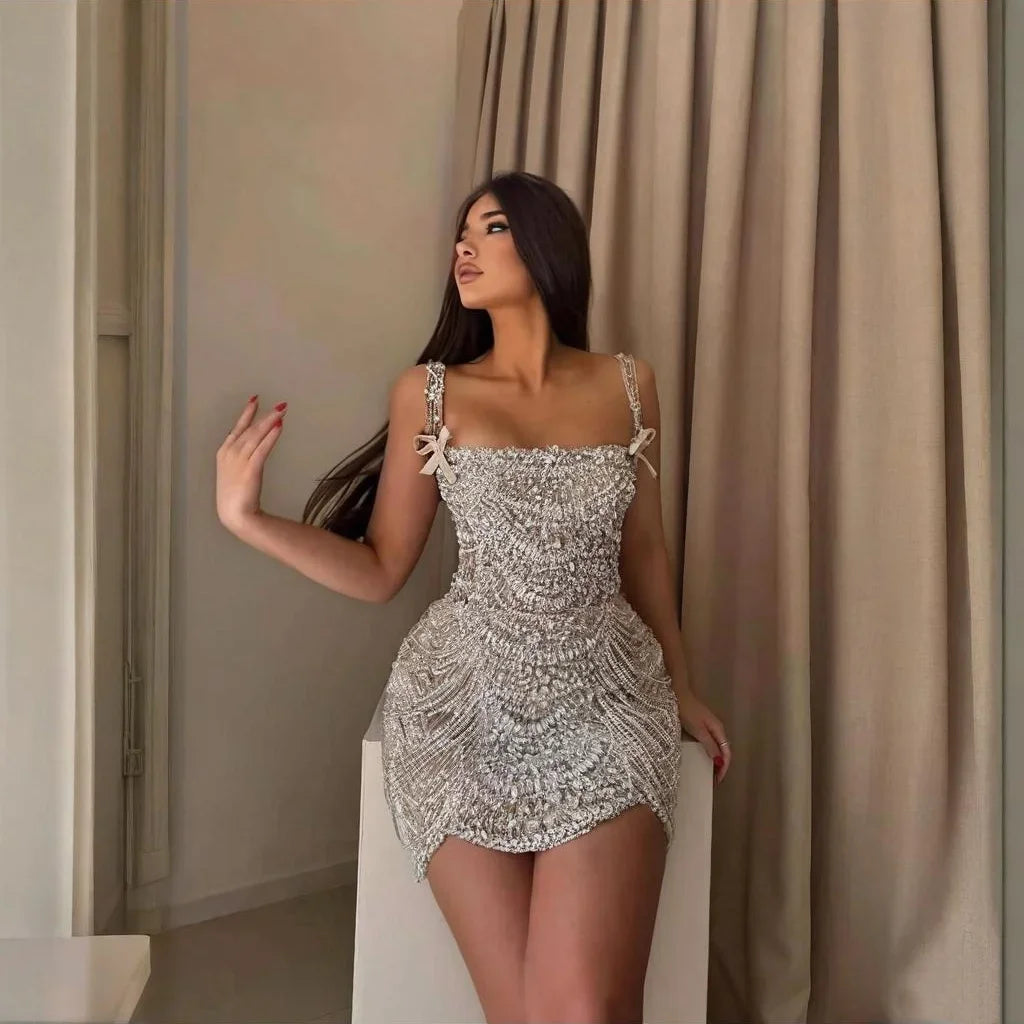 Zapdress 2026 Pearls Luxury Beaded Evening Gowns Cocktail Party Mini Short Dress for Women Customized DLA72983B (ZD17341)