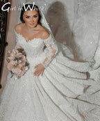 Customized Off Shoulder Sweetheart Wedding Dress Organza With Embroidery Bead Princess Ballgown Bride Dress Vestido de novia