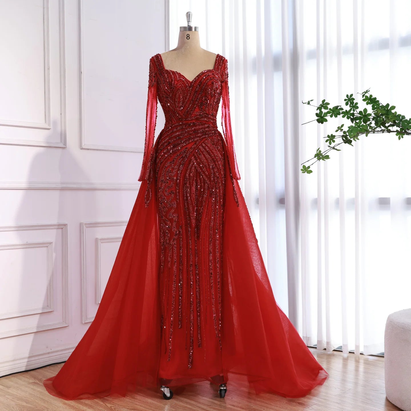 Zapdress Black Long Sleeves Luxury Beaded Evening Dress Overskirt Formal Party Gowns for Women DLA73198 Customized (ZD17358)