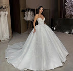 Gorgeous Strapless Wedding dress V-neck Fluffy Wedding Party Wedding Dress A-line Princess Bride Dress Customization
