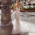 Sexy Spaghetti Straps Vestidos De Novia Lace V-Neck Mermaid Wedding Dresses Appliques Backless Vestido De Noiva by payinti