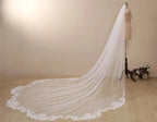 Elegant white Ivory cathedral wedding veil wave shaped lace Bridal veil 3m 4m 5m with Comb  Wedding Accessories Customiz veil