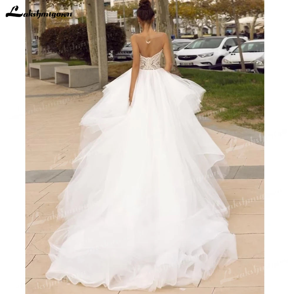 Stunning and Sexy Strapless 2 In 1 Mermaid Wedding Dress With Detachable Train Chic Lace Bride dress vestidos de noche