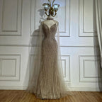 Zapdress 2025 Customized Dubai Caramel Mermaid Arabic Evening Dresses with Beaded Cape Sleeves for Party (ZD17351)