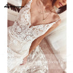 ZapDress Spaghetti Straps Floral Lace Mermaid Wedding Dress Vestido Novia V Neck Civil Bridal Boho Wedding Gowns Customized