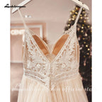 ZapDress Spaghetti Straps Champagne Boho Wedding Dress For Women Vestido Civil Bridal Customized Wedding Gowns Suknie Slubne