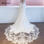 New Mariage Boheme Chic Lace Mermaid Wedding Dress Customized Bridal Country Lace Appliques Satin Bridal Gown Robe De Mariée