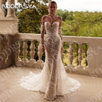 RODDRSYA Mermaid Long Sleeves Wedding Dresses Elegant Boho Off Shoulder Lace Applique Bridal Dress Customized Vestidos De Novia