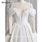 ZapDress Off The Shoulder Crepe Satin A-Line Bridal Gowns For Formal Party Floor Length Wedding Dress Vestidos Customized