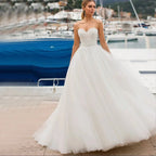 Princess Wedding Dress 2021 A-Line Sweetheart Sleeveless Backless Embroidery Chiffon Sweep Train Bridal Gown Vestidos De Noiva by payinti
